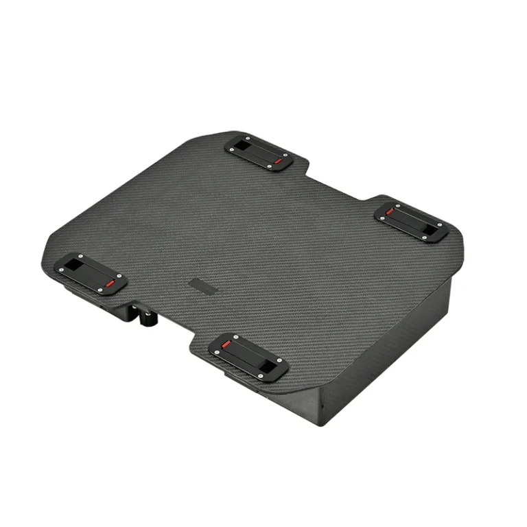 F0 Battery, a dark gray rectangular pack with a textured top and four latches on a white background.